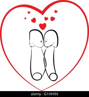 Illustrazione vettoriale di spille di sicurezza con un amore cuore sfondo Illustrazione Vettoriale