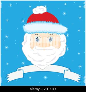 Festive Santa Claus su indicatori di sfondo blu e i fiocchi di neve Illustrazione Vettoriale