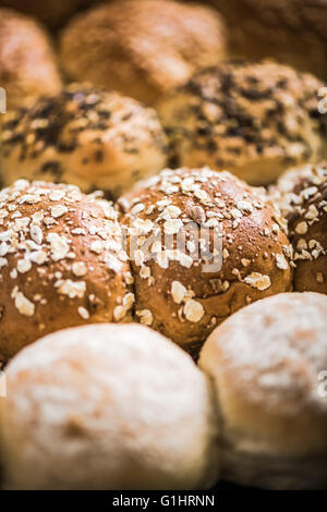 Panificio sani panini e focaccine, cibi integrali Foto Stock