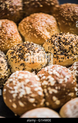 Panificio sani panini e focaccine, cibi integrali Foto Stock