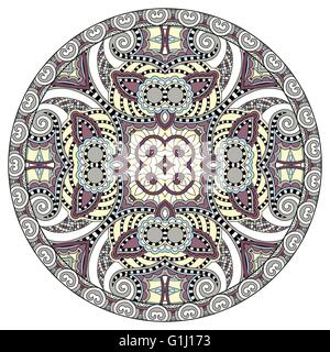 Design decorativo di cerchio piatto modello, round patte geometrica Illustrazione Vettoriale