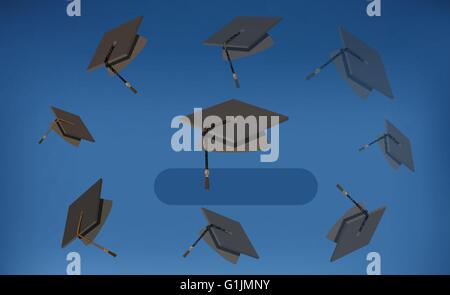 EPS 10 illustrazione vettoriale di tappi di graduazione - Nero Mortarboards lanciati in aria Illustrazione Vettoriale