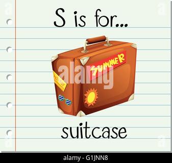 Flashcard lettera S è per valigia illustrazione Illustrazione Vettoriale