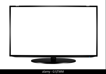 Vuoto moderno televisore a schermo piatto serie isolati su sfondo bianco. Foto Stock