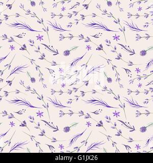 Seamless dipinte a mano e acquerello texture con erbe aromatiche isolati su sfondo bianco per i tessili e i wallpaper design Foto Stock