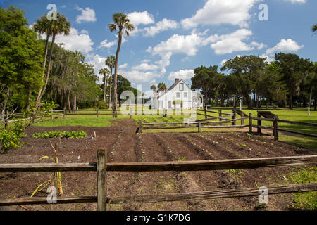 Jacksonville, Florida - Il Kingsley Plantation, dove gli schiavi crebbe cotone Sea Island dal 1814 al 1865. Foto Stock