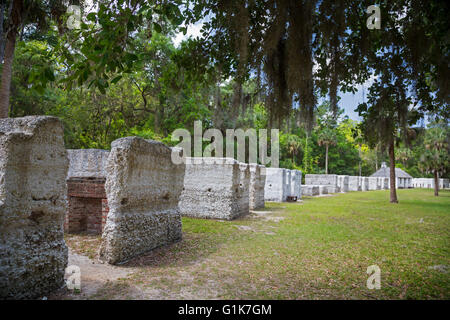 Jacksonville, Florida - i resti dei quarti slave al Kingsley Plantation. Foto Stock