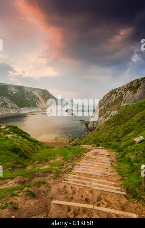 Passi nel deserto, Dorset spiaggia nella Jurassic Coast Foto Stock