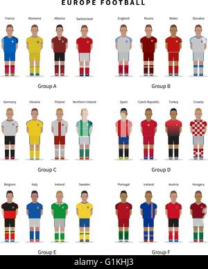 Campionato di calcio. La squadra nazionale giocatori uniforme. Soccer. Illustrazione Vettoriale