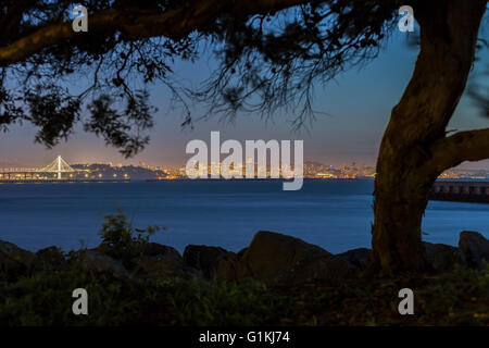 Notte tranquilla vista su tutta la baia di San Francisco. Foto Stock