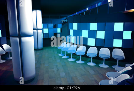 Ospedale in sala d'attesa, architettura concettuale, spazio pulito. Foto Stock