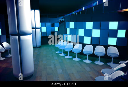 Ospedale in sala d'attesa, architettura concettuale, spazio pulito. Foto Stock
