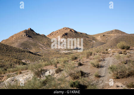 Paesaggio in Sierra Alhamilla montagne, vicino a Nijar, Almeria, Spagna Foto Stock