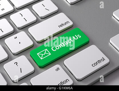Una tastiera con un pulsante verde Contattaci Foto Stock