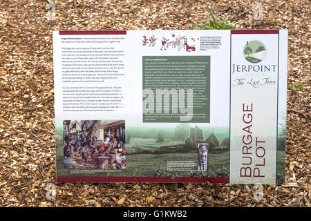 Informazioni sul grafico Burgage al Parco di Jerpoint, 'la medievale città perduta di Newtown di Jerpoint', Co. Kilkenny, Irlanda. Foto Stock