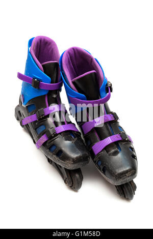 Vecchio rullo le lame su sfondo bianco Foto Stock