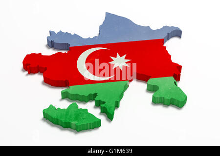 3D rendering di Azerbaigian mappa e flag Foto Stock