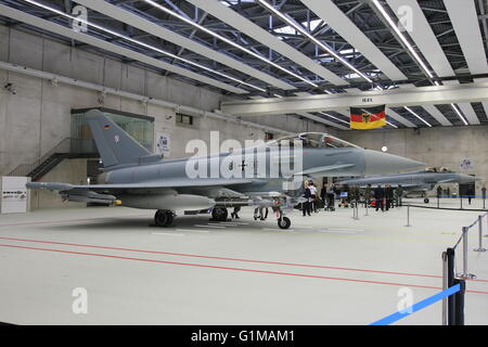 Due Eurofighter durante la visita del Cancelliere tedesco Angela Merkel. Foto Stock