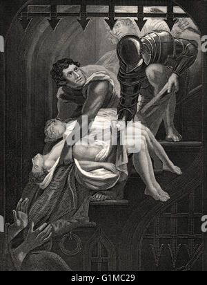 L assassinio dei principi nella torre, William Shakespeare 's gioca King Richard III, atto IV, scena III, Foto Stock