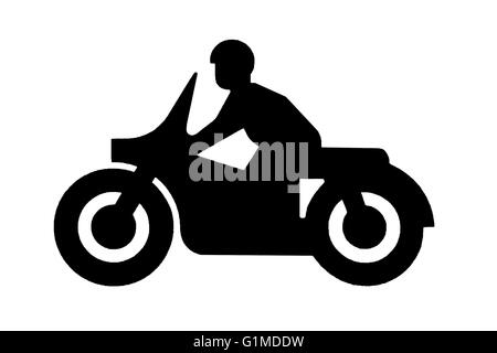 Una illustrazione di un motociclo o un moto con pilota per la segnaletica Foto Stock
