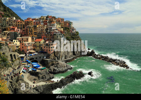 Manarola, Cinque Terre Liguria, Italia Foto Stock