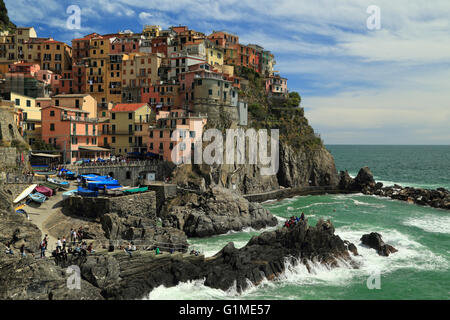 Manarola, Cinque Terre Liguria, Italia Foto Stock