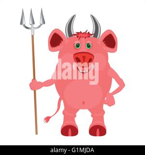 Linea di cartoni animati con trident su sfondo bianco Illustrazione Vettoriale