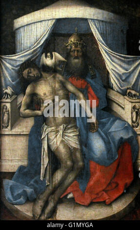 Robert Campin (c. 1375- 1444). Identificato come il Maestro di Flemalle. Pittore fiammingo. Trinità (l'ala sinistra di un dittico), 1430s. Olio su pannello. Lo stato Museo Hermitage. San Pietroburgo. La Russia. Foto Stock