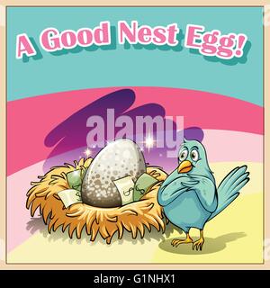 Idioma inglese dicendo che un buon nido uovo Illustrazione Vettoriale