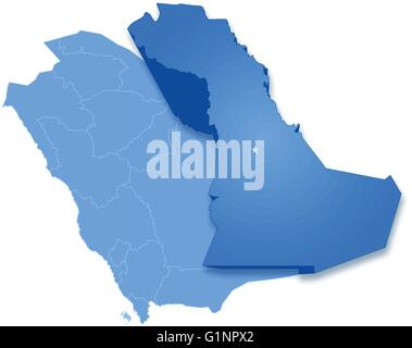 Mappa di Arabia Saudita, la regione Provincia Orientale è tirata fuori, isolati su sfondo bianco Illustrazione Vettoriale