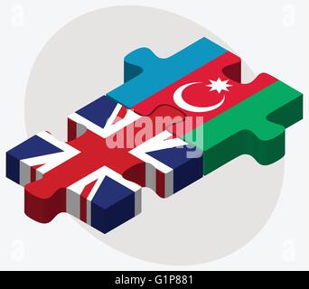 Regno Unito e la Repubblica di Azerbaigian di bandiere nel puzzle isolati su sfondo bianco Illustrazione Vettoriale