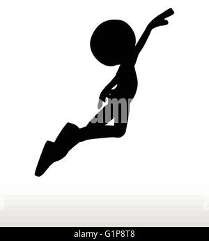 3d uomo silhouette, isolati su sfondo bianco, battenti Illustrazione Vettoriale