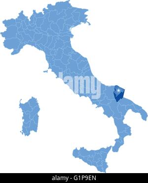 Mappa di Italia dove Barletta-Andria-Trani provincia è tirata fuori, isolati su sfondo bianco Illustrazione Vettoriale