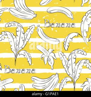 Banane su strisce gialle Illustrazione Vettoriale