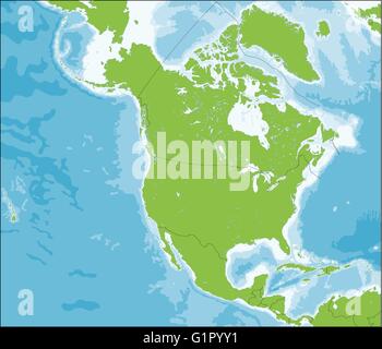 Mappa del Nord America Illustrazione Vettoriale