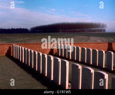 AJAXNETPHOTO. Le somme, Francia. - Tombe di guerra - IN UN ANGOLO DI UN CAMPO DI STRANIERI - Commissione delle tombe di guerra del Commonwealth britannico cimitero militare su somme, Piccardia. Foto:JONATHAN EASTLAND/AJAX REF:402579 32001 Foto Stock