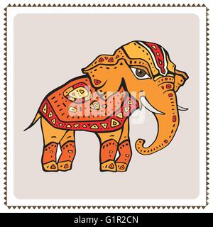 Elefante. Stile Indiano Illustrazione Vettoriale