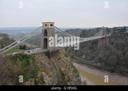 Il Clifton Suspension Bridge vicino a Bristol come una intera entità. Foto Stock