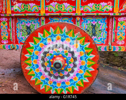 Decorazioni tradizionali Costa Rican ox cart in La Paz Costa Rica Foto Stock