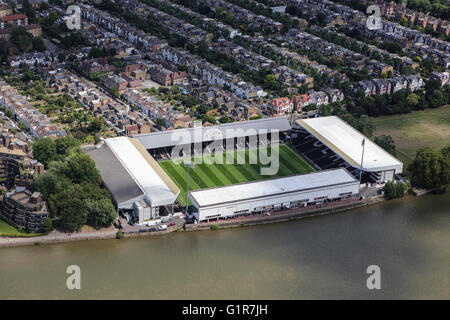 Una veduta aerea di Craven Cottage, casa di Fulham Football Club Foto Stock