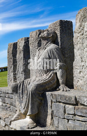 Memorial Sculpture di George Loveless fuori Tolpuddle Museo dei Martiri, Dorset nel mese di aprile Foto Stock