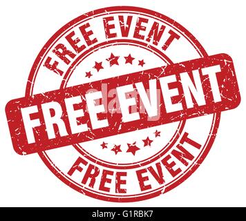 Evento gratuito red grunge round vintage timbro di gomma Illustrazione Vettoriale