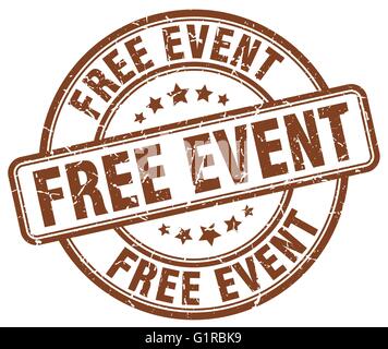 Evento gratuito brown grunge round vintage timbro di gomma Illustrazione Vettoriale
