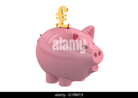 Salvadanaio con il simbolo sterlina, 3D rendering isolati su sfondo bianco Foto Stock