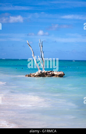 La piccola isola su Bavaro Beach in Punta Cana, Repubblica Domenicana Foto Stock
