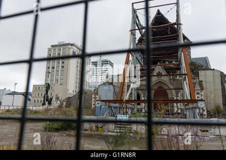 CHRISTCHURCH, NUOVA ZELANDA - Jan 16, 2016 - danneggiata la cattedrale di Christchurch demolito dal terremoto del mese di febbraio 2010 Foto Stock