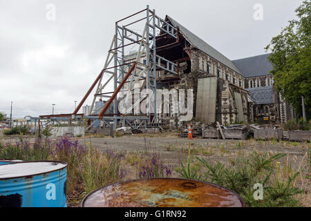 CHRISTCHURCH, NUOVA ZELANDA - Jan 16, 2016 - danneggiata la cattedrale di Christchurch demolito dal terremoto del mese di febbraio 2010, Nuova Zelanda Foto Stock