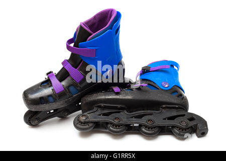 Vecchio rullo le lame su sfondo bianco Foto Stock