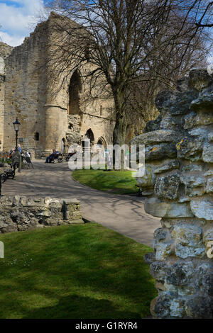 La rovina di mantenere Knaresborough Castle nel North Yorkshire Foto Stock