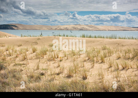 Vista della Baia di Arcachon e la duna del Pyla, Aquitaine, Francia Foto Stock